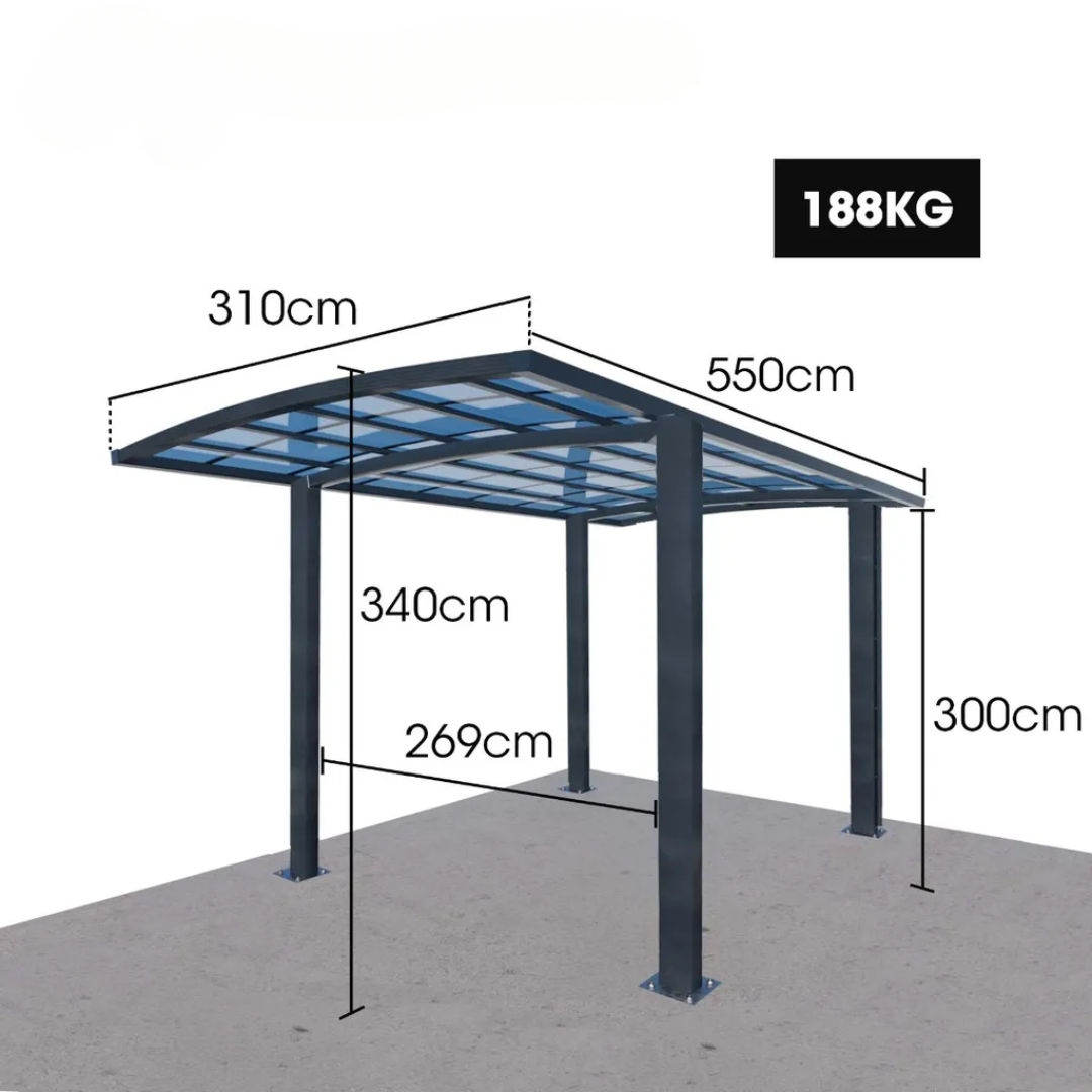 ENOJNI NADSTREŠEK ZA AVTO Neapelj - 3.0m x 5.5m x 3.4m