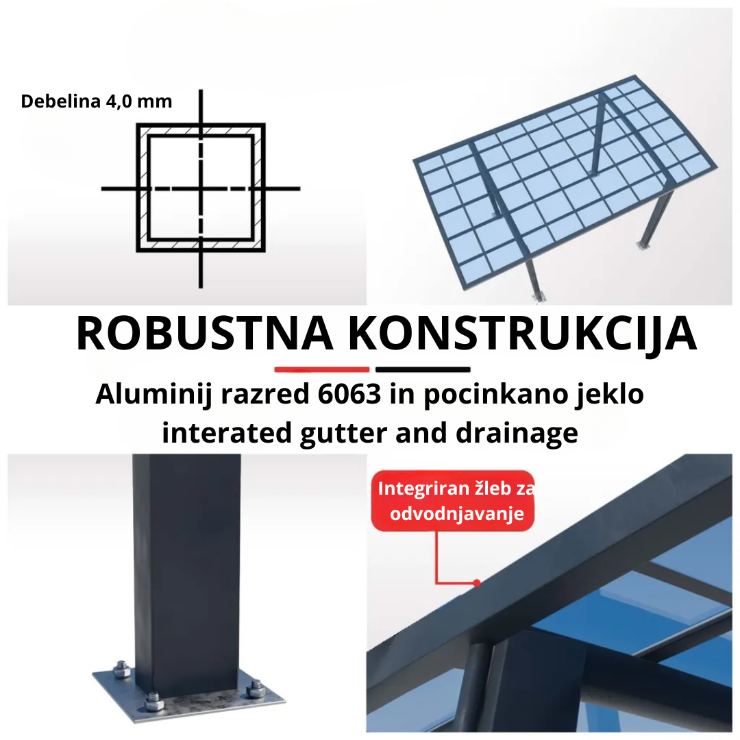ENOJNI NADSTREŠEK ZA AVTO Neapelj - 3.0m x 5.5m x 3.4m